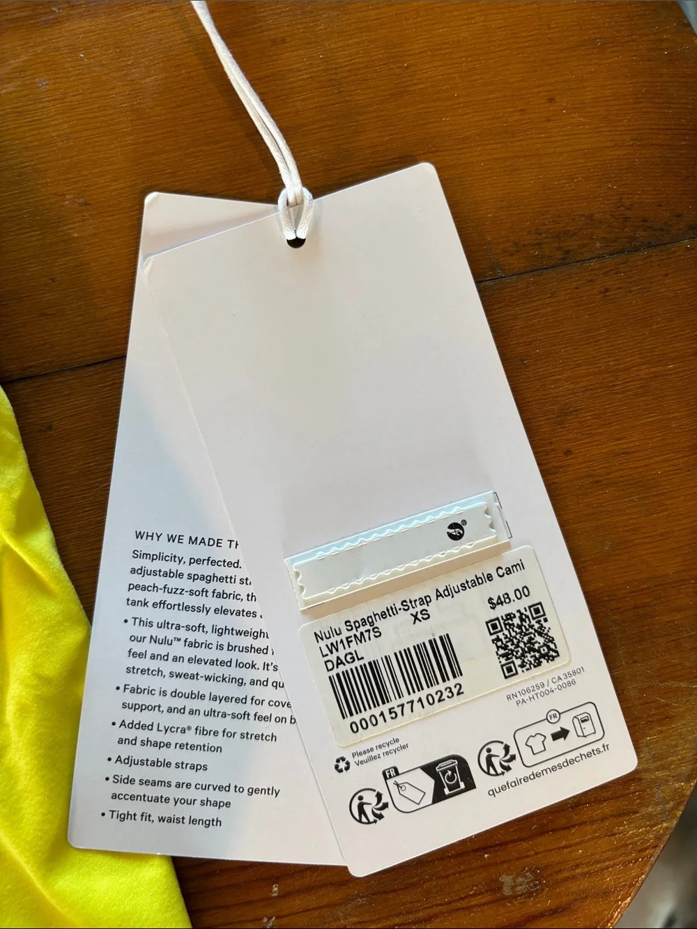 lululemon athletica Yellow Adjustable Strap Tank Top